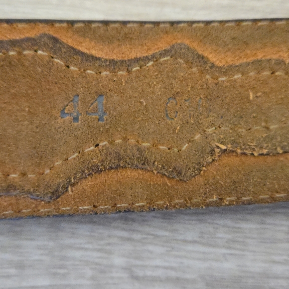 Vintage Justins Odessa Star Silver Texas Ranger Brown Leather Belt Mens Size 44 - Picture 5 of 9